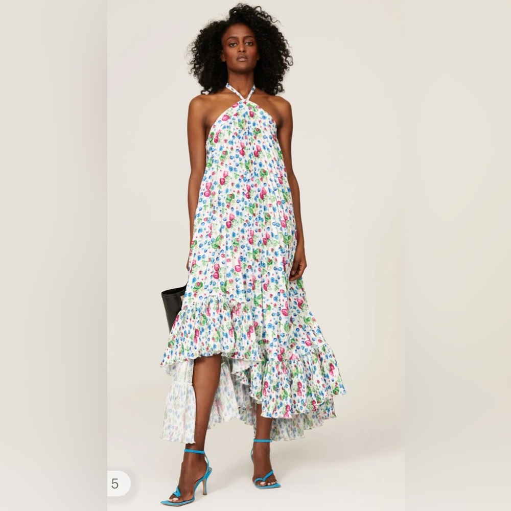 MSGM Italy Fruity Halter Ruffle Midi Dress | Size 38 (US 4–6)